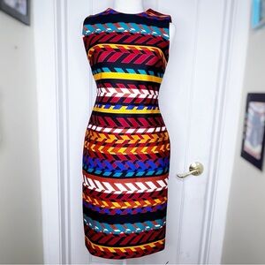 Calvin Klein Bold Multicolor Chevron Midi Dress